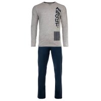 Sanetta Jungen Schlafanzug Set 2-tlg. - lang, offen, Pyjama, Kinder, Teens, Baumwolle Blau/Grau 152