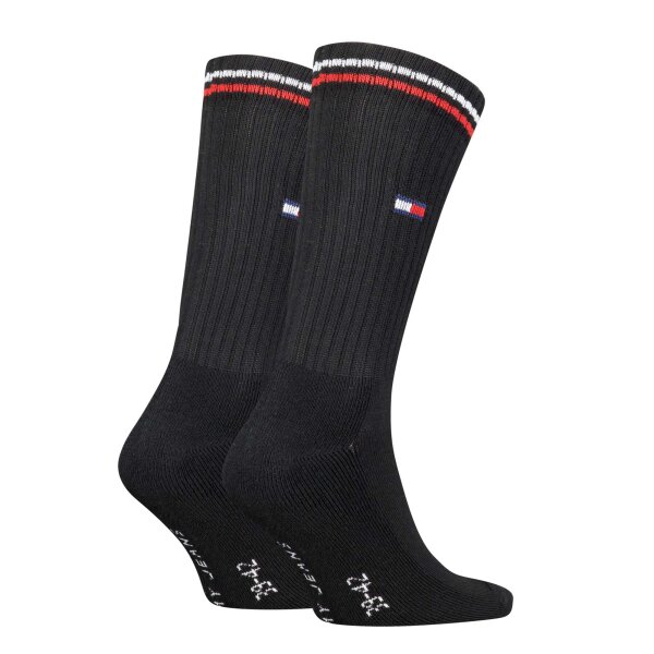 TOMMY HILFIGER Unisex Sportsocken, 2er Pack - UNI Iconic Sock, Tennissocken Schwarz 39-42