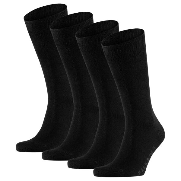 FALKE Herren Socken Swing 4er-Pack - Herren, Strümpfe, Uni, 39-46 Schwarz 39-42 (UK 5-8.5)