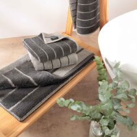 CAWÖ Handtuch - C Balance, 50x100 cm, Walkfrottier, Baumwolle, Streifen Anthrazit