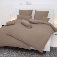 Janine bed linen 2 pieces - Mako-Soft-Seersucker, cotton, non-iron, plain Taupe 135x200cm