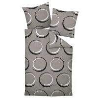 Janine Bed Linen 2 Pieces - J.D., Maco Satin, mercerized Cotton, Silk Finish, graphic Pattern Taupe/Brown 135x200cm