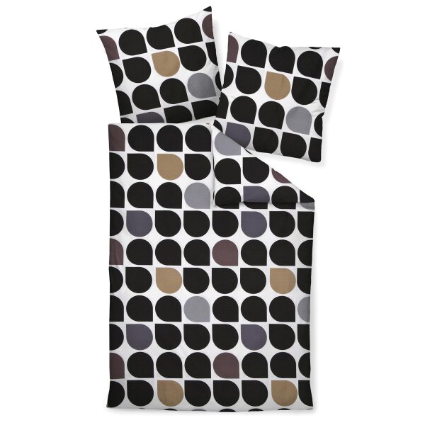 Janine bed linen 2 pieces - J.D., maco-satin, mercerised cotton, silk finish, geometric pattern