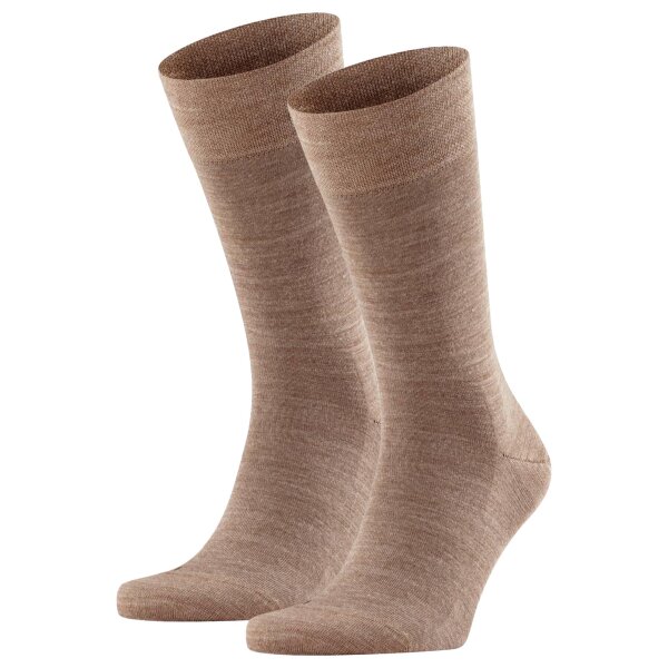 FALKE Herren Socken 2er Pack - Sensitiv Berlin, Kurzstrumpf, Komfortbund, Uni Beige 39-42