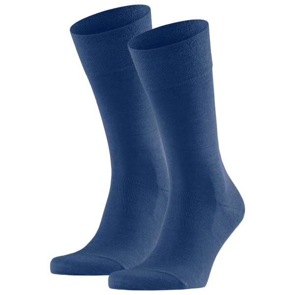 FALKE Herren Socken 2er Pack - Sensitiv Berlin, Kurzstrumpf, Komfortbund, Uni Blau 47-50