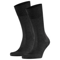 FALKE Herren Socken 2er Pack - Tiago, Strümpfe, Baumwolle, Logo, lang, einfarbig Dunkelgrau 43-44