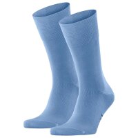 FALKE Herren Socken 2er Pack - Tiago, Strümpfe, Baumwolle, Logo, lang, einfarbig Hellblau 41-42