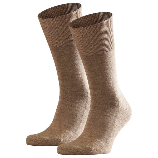 FALKE Herren Socken 2er Pack - Airport Plus, Kurzstrumpf, Freizeit- und Business-Socken, Unifarben Beige 45-46