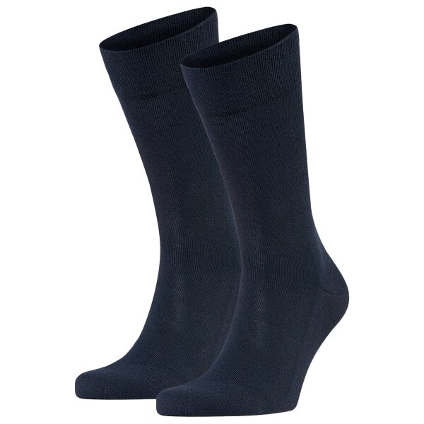 FALKE Herren Socken 2er Pack - Sensitive London, Strümpfe, Uni, Baumwollmischung Dunkelblau 43-46