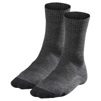 FALKE Herren Socken 2er Pack - Trekking Socken TK2, Polsterung, Merino-Wollmix Anthrazit (3180) 46-48