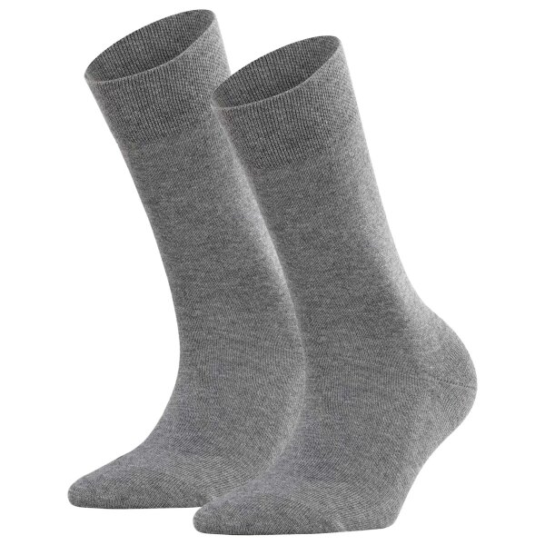 FALKE Damen Socken 2er Pack - Sensitive London, Kurzsocken, einfarbig Grau 35-38