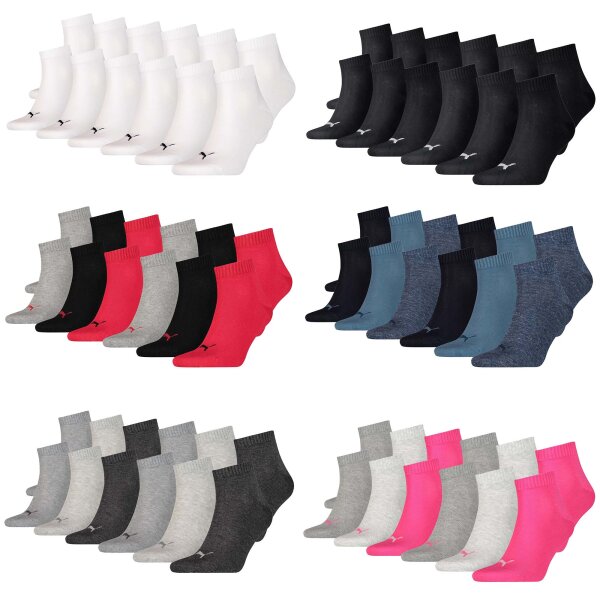 PUMA Unisex Quarter Socks, 12-Pack - Sneaker, ECOM, Logo, plain