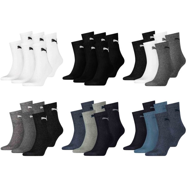 PUMA Unisex Sportsocken, 6 Paar - Short Crew Socks, Tennissocken, einfarbig