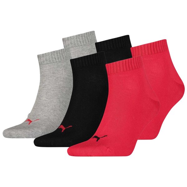 PUMA Unisex Socks, Pack of 6 - Quarter, Sneaker Red 47-49