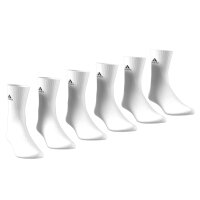adidas Unisex Socken, 6er Pack - Sportswear Crew, Logo, gepolstert, einfarbig Weiß 40-42