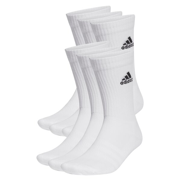 adidas Unisex Socken, 6er Pack - Sportswear Crew, Logo, gepolstert, einfarbig Weiß 37-39