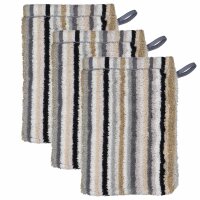 CAWÖ Wash glove, 3-pack - C Life Style Stripes, flannel, terry towelling