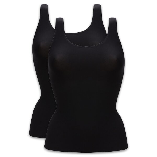 Chantelle Damen Top 2er Pack - Unterhemd, SoftStretch, nahtlos, Einheitsgröße 34-44 Schwarz One Size
