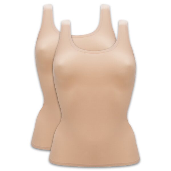 Chantelle ladies top Pack of 2 - vest, soft stretch, seamless, one size 34-44 Nude One Size