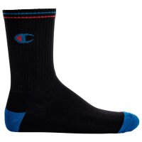 Champion Unisex Socken, 3 Paar - Crew Socken, Logo, Streifen Weiß/Grau/Schwarz EU 43-46