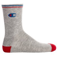 Champion Unisex Socken, 3 Paar - Crew Socken, Logo, Streifen Weiß/Grau/Schwarz EU 43-46