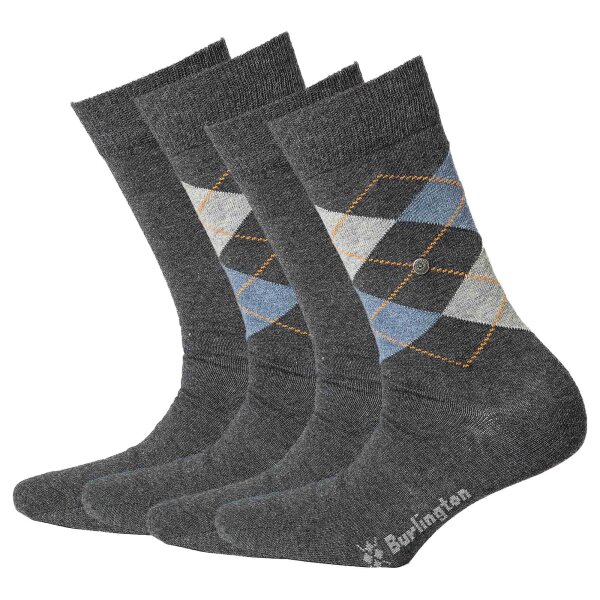Burlington Men Socks Everyday Pack of 4 - Diamond Pattern, Onesize, 40-46 (6.5-11 UK) Dark grey 40-46