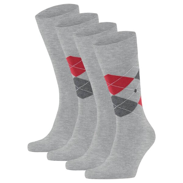 Burlington Herren Socken Everyday 4er Pack - Rautenmuster, Uni, Onesize, 40-46 Hellgrau 40-46