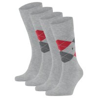 Burlington Herren Socken Everyday 4er Pack - Rautenmuster, Uni, Onesize, 40-46 Hellgrau 40-46