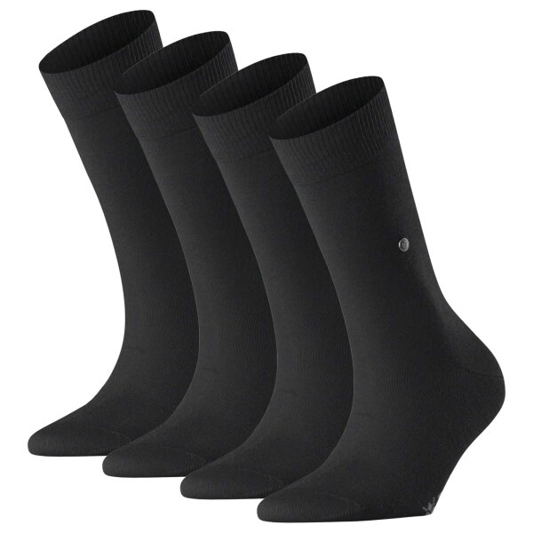 Burlington Ladies Socks 4 Pack - Everyday Short Sock, Onesize, Plain, 36-41 Black 36-41