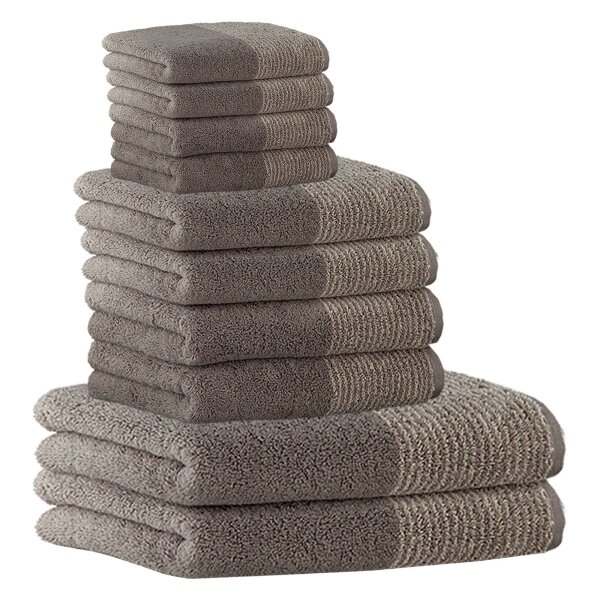 CAWÖ towel set, 10-piece - C Two-Tone, 2x shower towel, 4x hand towel, 4x guest towel Graphite Set