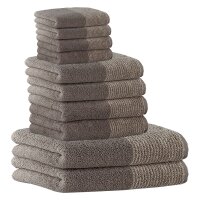 CAWÖ towel set, 10-piece - C Two-Tone, 2x shower towel, 4x hand towel, 4x guest towel Graphite Set