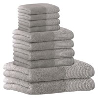 CAWÖ Handtuch Set, 10-tlg. - C Two-Tone, 2x Duschtuch, 4x Handtuch, 4x Gästetuch Platin Set