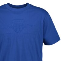 GANT Herren T-Shirt - REG TONAL SHIELD T-SHIRT, Rundhals, Baumwolle, Stickerei Blau (Rich Blue) M