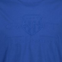 GANT Herren T-Shirt - REG TONAL SHIELD T-SHIRT, Rundhals, Baumwolle, Stickerei Blau (Rich Blue) M