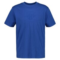 GANT Mens T-Shirt - REG TONAL SHIELD T-SHIRT, round neck, cotton, embroidery Blue (Rich Blue) M (Medium)
