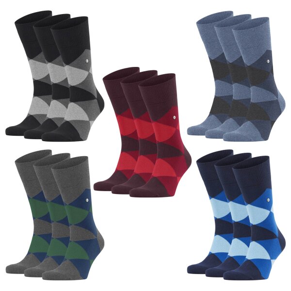 Burlington Men Socks Pack of 3 - Clyde, Diamond Pattern, Organic Cotton