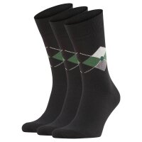Burlington Mens Socks Pack of 3 - King, Organic Cotton, Argyle Pattern
