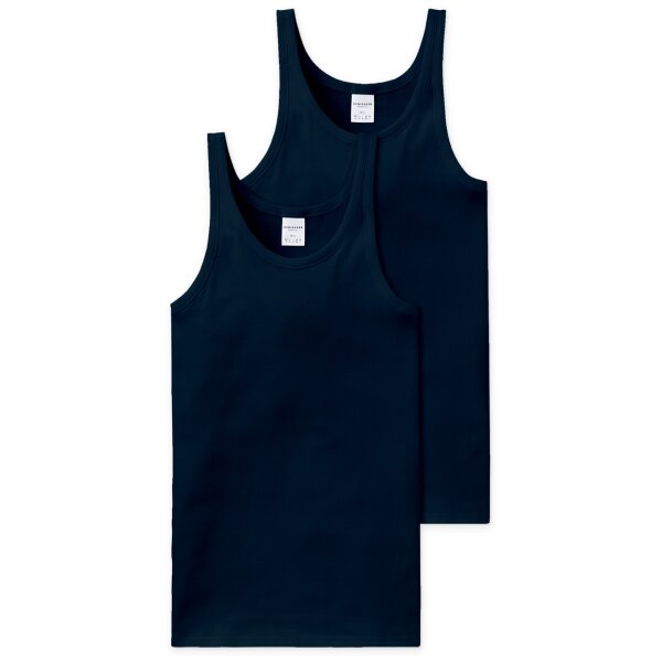SCHIESSER Men Underpack of 2 - sleeveless, Cotton Essentials, ribbed Blue M (Medium)