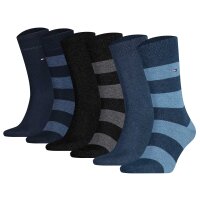 TOMMY HILFIGER Herren Socken, 6er Pack - Rugby Sock 6P ECOM, gestreift Blau 39-42