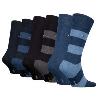 TOMMY HILFIGER mens socks, pack of 6 - Rugby Sock 6P ECOM, striped Blue 43-46 (9-11 UK)