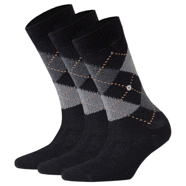 Burlington Damen Socken WHITBY 3er Pack - Kurzstrumpf, Rautenmuster, Onesize, 36-41