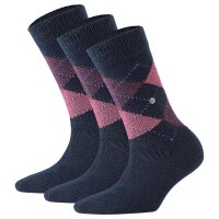 Burlington Damen Socken WHITBY 3er Pack - Kurzstrumpf, Rautenmuster, Onesize, 36-41