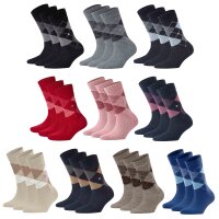 Burlington Damen Socken WHITBY 3er Pack - Kurzstrumpf, Rautenmuster, Onesize, 36-41