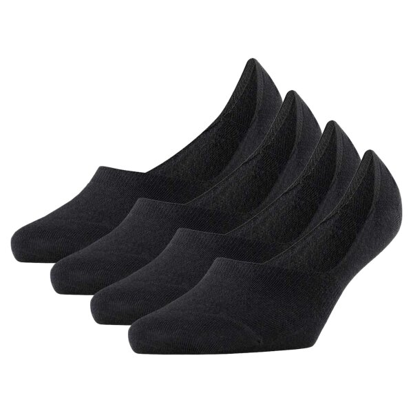 Burlington Damen Füßlinge, 4er Pack - Everyday IN, Anti-Slip Heel, einfarbig Schwarz 35-36