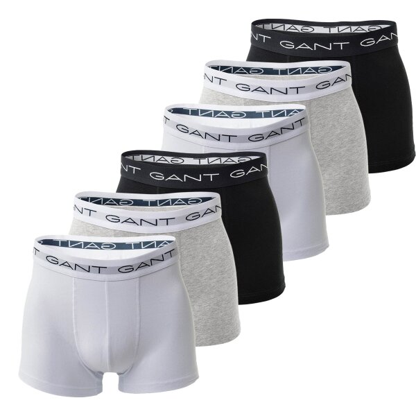 GANT Mens Boxer Shorts, 6 Pack - Trunks, Cotton Stretch, Logo, Plain Grey S (Small)