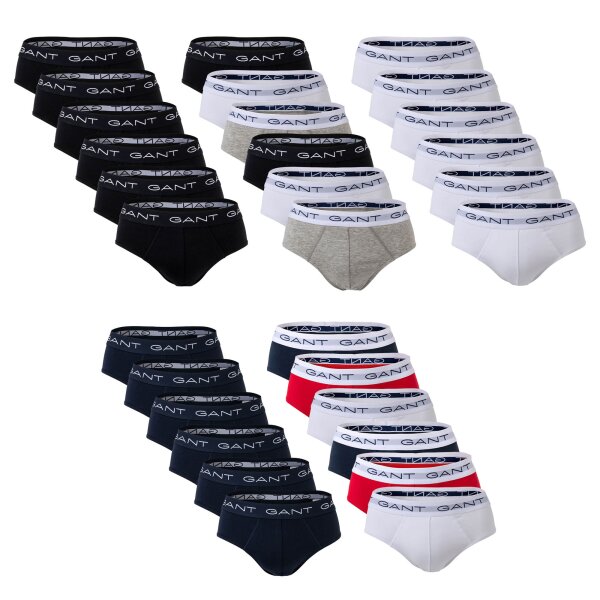 GANT Herren Slips, 6er Pack - Briefs, Logo-Bund, Cotton Stretch, einfarbig