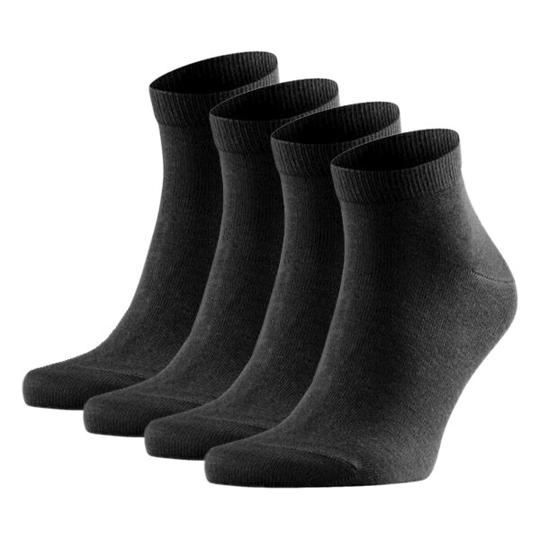FALKE mens socks, 4-pack - Happy, sneaker socks, cotton Black 39-42 (UK 5,5-8)