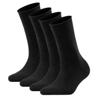 FALKE Womens socks, 4-pack - Happy, short socks, rolled cuffs Black 39-42 (UK 5,5-8)