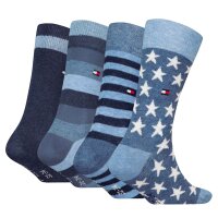 TOMMY HILFIGER childrens socks, 4-pack - Stripe & Stars Only Sock 4P, ECOM Blue 23-26