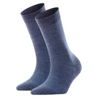 FALKE Damen Socken 2er Pack - Softmerino SO, Kurzsocken, einfarbig Blau 41-42